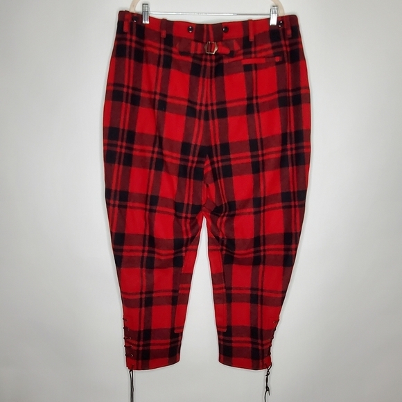 Banana Republic Plaid Riding Pants Size 18 Wool Blend Button Fly Ankle Ties - Picture 6 of 16